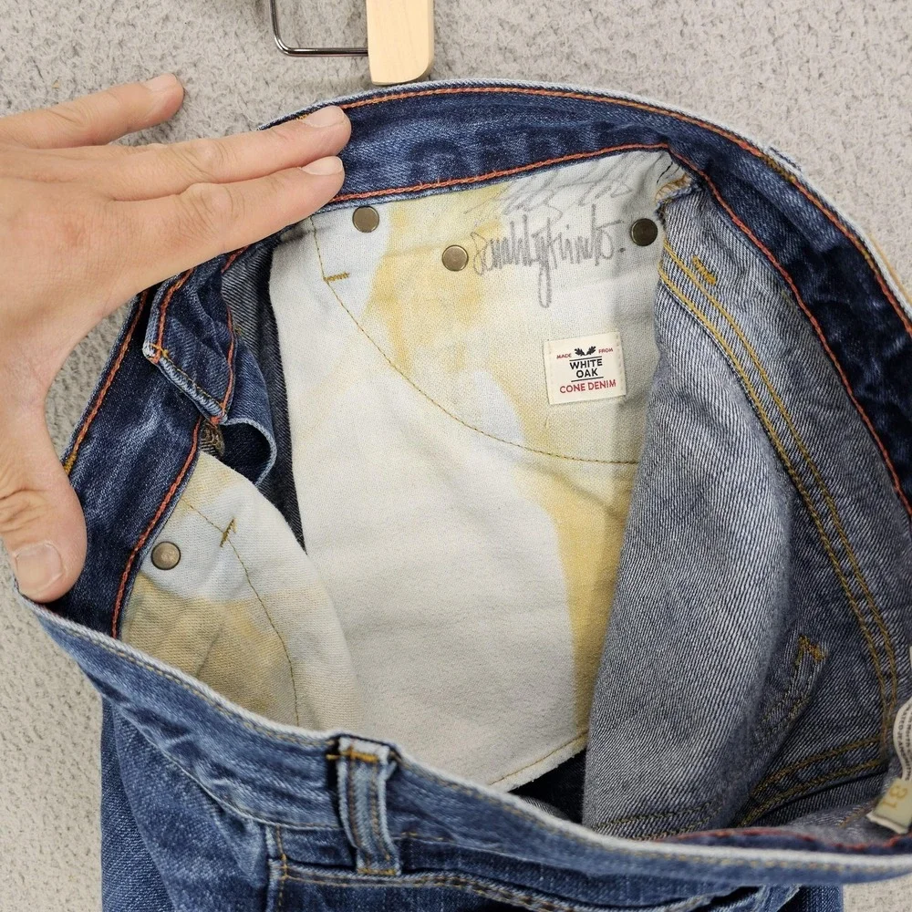 Raleigh Denim‎ Jeans Mens 31x32 Blue Selvedge White Oak Cone Denim Button Fly